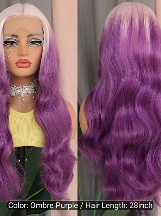 Other - Ombre Purple Long Wavy Lace Front Wig - 28 Inch